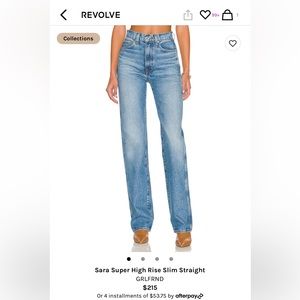 GRLFRND sarah super high rise slim straight jeans